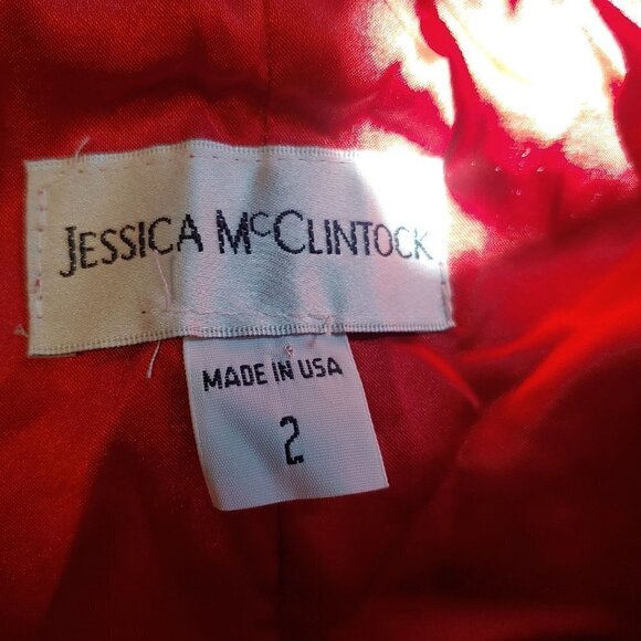 Vintage Jessica McClintock Dress Halter Satin Strapless Ruched Faux Diamonds 80s - Picture 5 of 7